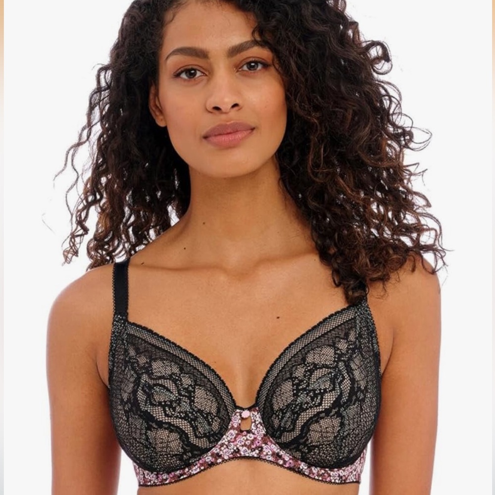 Freya Infinity Fields Underwire Bra with Black Lace Cups